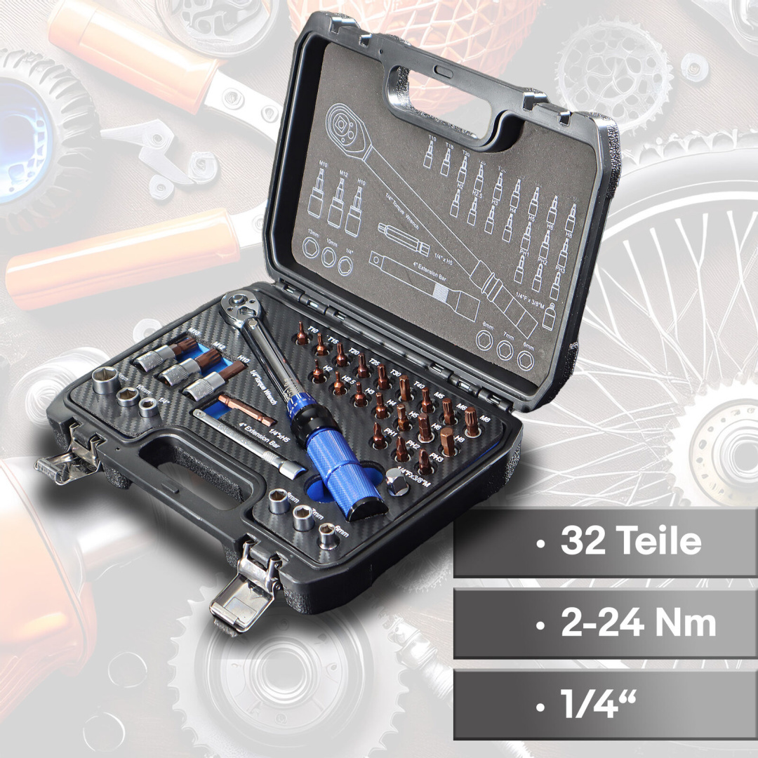 Sada momentových klíčů 32 dílů 1/4" 2-24Nm + adaptér 3/8" M19127